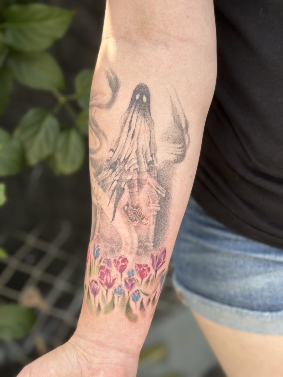 Ghost & Wildflowers tattoo