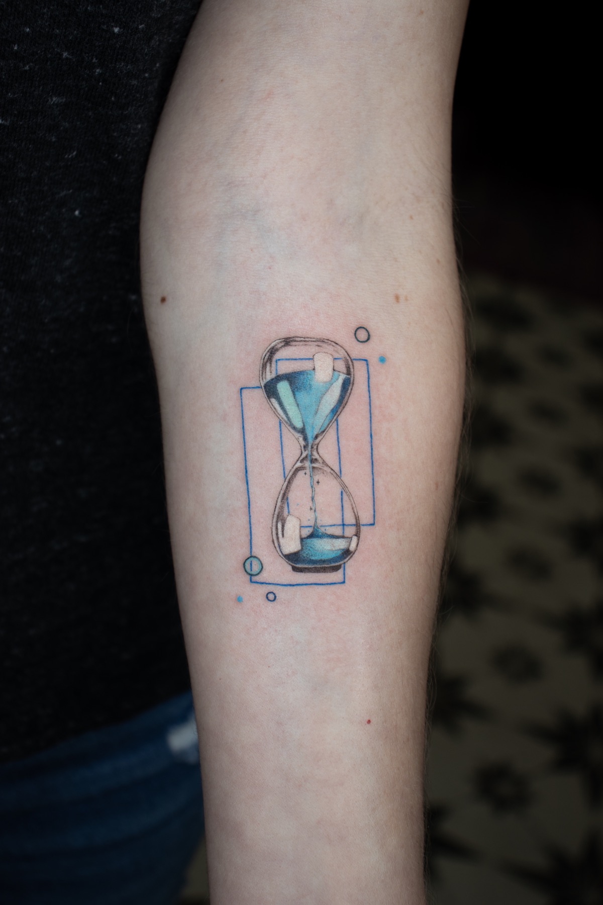 Blue Hourglass tattoo